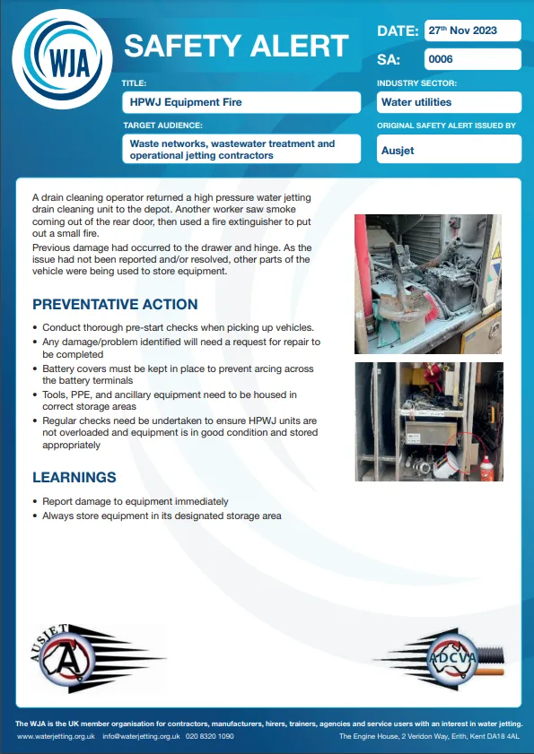 HPWJ Equipment Fire